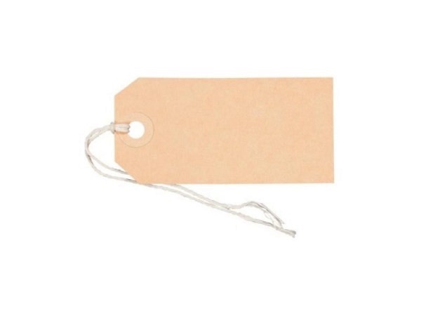 Anhängeetiketten Biella braun 45x90mm mit beigem Faden 50Stk