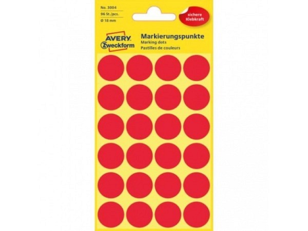 Etiketten Zweckform Kleinpackung, permanent, Ø18mm, rot