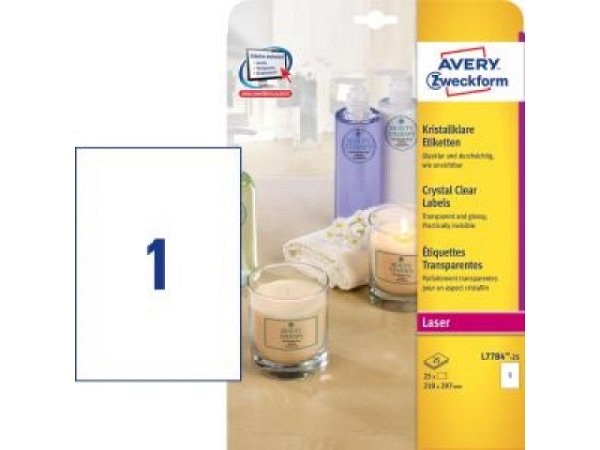 Etiketten Zweckform 210x297 kristallklar Originialn L7784-25