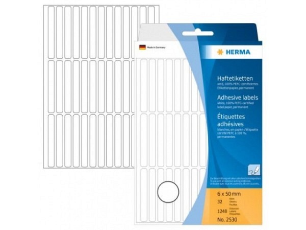 Etiketten Herma Büropackung, permanent, 6x50mm, weiss