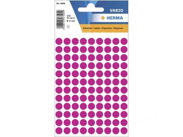 Etiketten Herma Kleinpackung, Farbpunkte, pink, Ø8mm