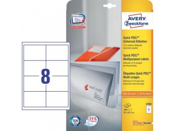Etiketten Zweckform 67,7x97mm weiss, Originalnummer 4782, A4