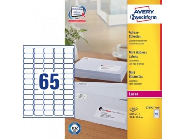 Etiketten Zweckform 21,2x38,1mm, weiss Originalnr L7651-100
