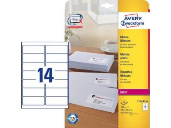 Etiketten Zweckform 38,1x99,1mm, weiss, Originalnr L7163-40