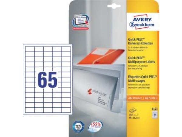 Etiketten Zweckform 21,2x38mm weiss, Originr 6121