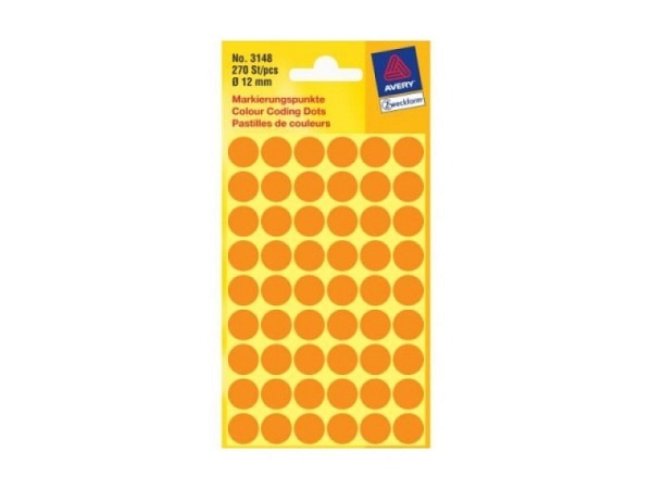 Etiketten Zweckform Kleinpackung, Farbpkt leuchtorange Ø12mm