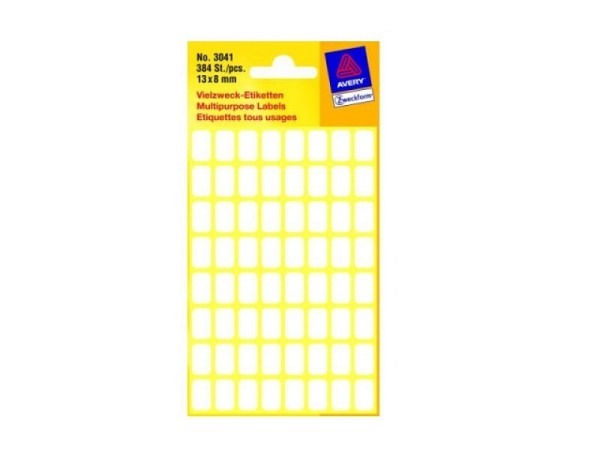Etiketten Zweckform Kleinpackung, permanent, 8x13mm, weis