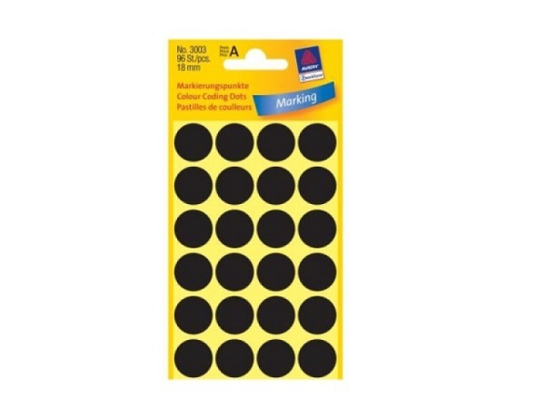 Etiketten Zweckform Kleinpackung, Farbpkt schwarz, Ø18mm