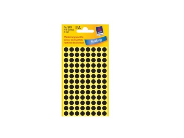 Etiketten Zweckform Kleinpackung, Farbpunkte, schwarz, Ø8mm