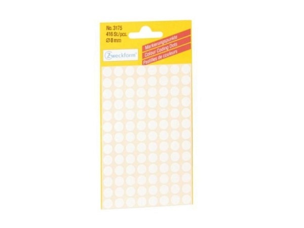 Etiketten Zweckform Kleinpackung, Farbpunkte, weiss, Ø12mm