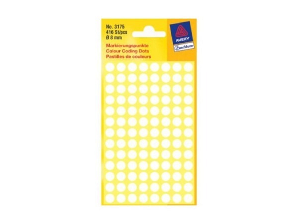 Etiketten Zweckform Kleinpackung, Farbpnkte, weiss, Ø8mm