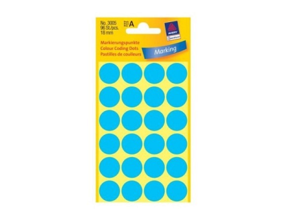 Etiketten Zweckform Kleinpackung, Farbpunkte, blau, Ø18mm