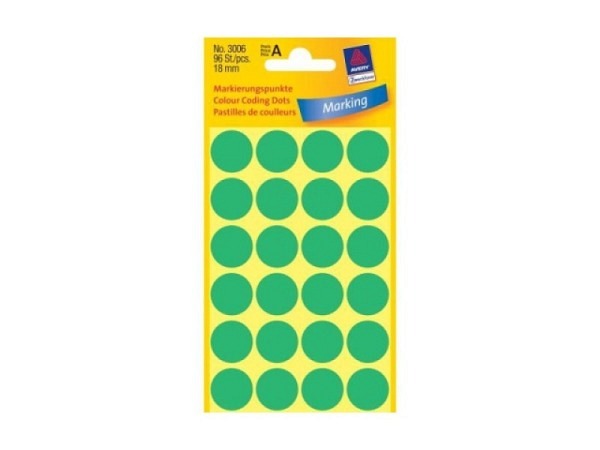 Etiketten Zweckform, Kleinpackung, permanent, grün, Ø18mm