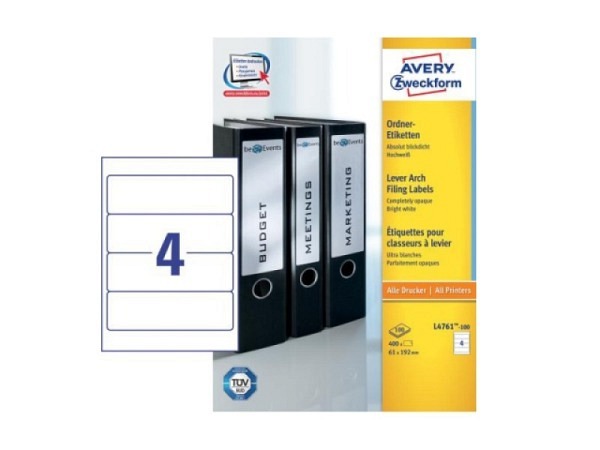 Etiketten Zweckform 61x192mm, weiss Originalnummer L4761-100