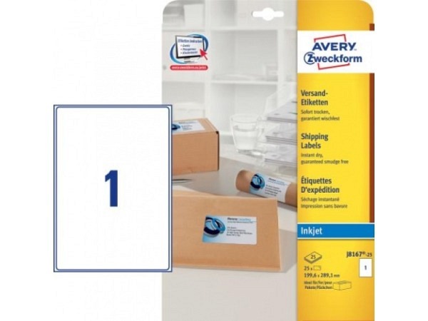 Etiketten Zweckform 199,6x289,1mm weiss, Originalnr J8167-25