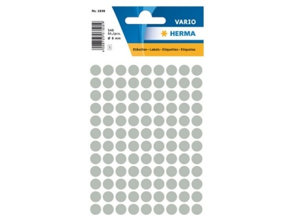 Etiketten Herma Kleinpackung, Farbpunkte, grau, 8mm