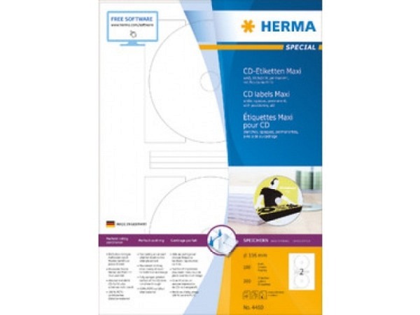 Etiketten Herma Special CD/DVD-Etiketten A4 Ø116mm maxi w.