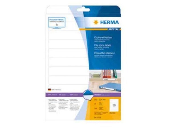 Etiketten Herma Special Ordneretiketten A4, permanent, 254x192mm weiss