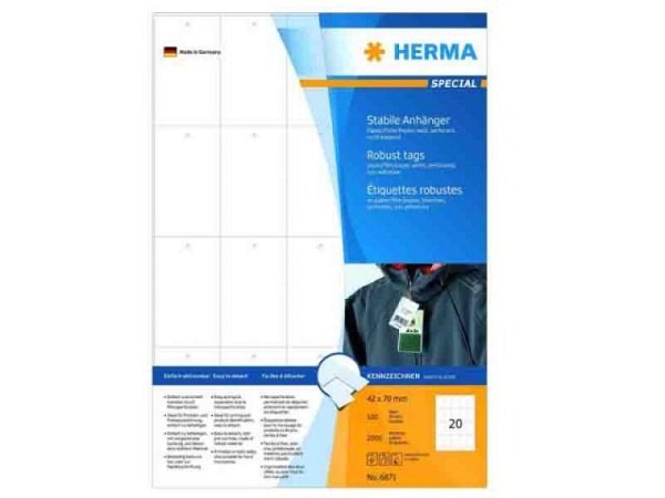 Etiketten Herma Spezial Anhänger 41x70mm weiss