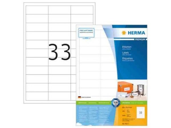 Etiketten Herma Premium Universaletiketten A4, permanent, 66x25,4mm, weiss