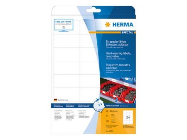 Etiketten Herma Special A4, permanent, 38,1x99,1mm, transparent
