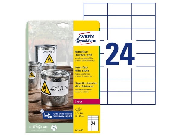 Etiketten Zweckform 37x70mm, weiss