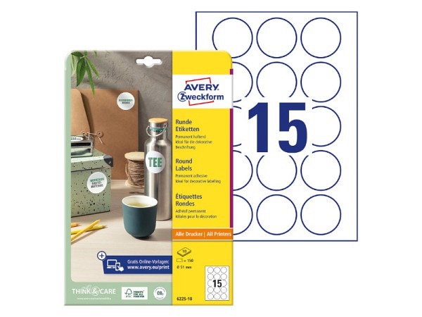 Etiketten Zweckform Ø51mm, rund