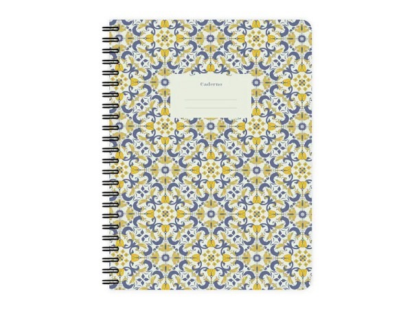 Notizbuch Etmamu Azulejos Gelb und Blau A5 15x21cm