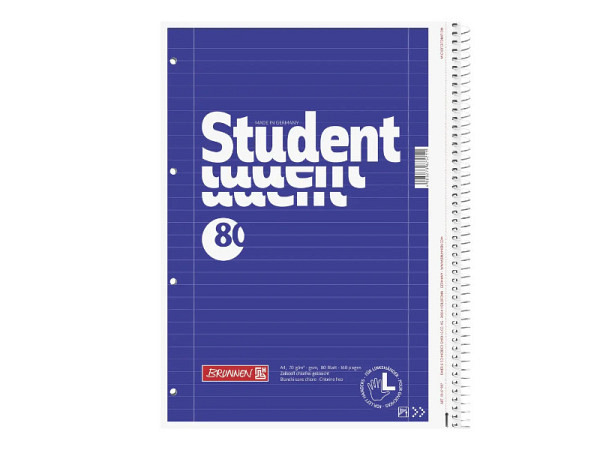 Heft Brunnen Collegeblock Student A4 Linkshänder liniert blau
