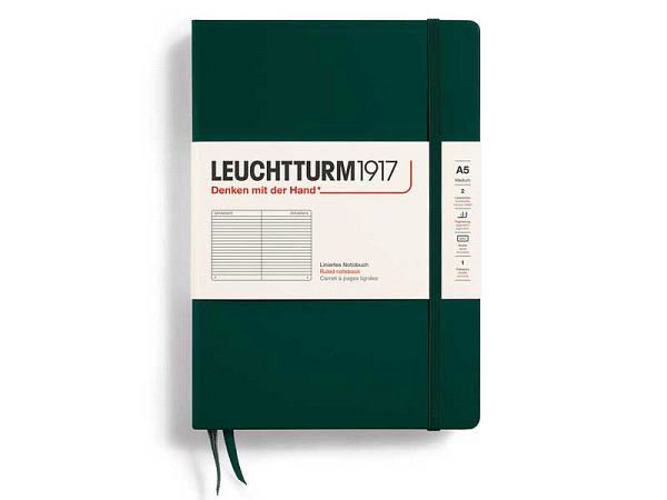 Notizbuch Leuchtturm  medium liniert Forest Green 145x210mm Hardcover