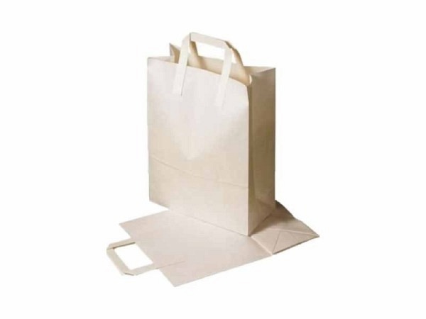 Tragtasche Papier weiss 26x33x10cm