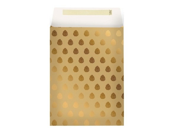 Flachbeutel Stewo Tannenzapfen gold 22x5x30x6cm