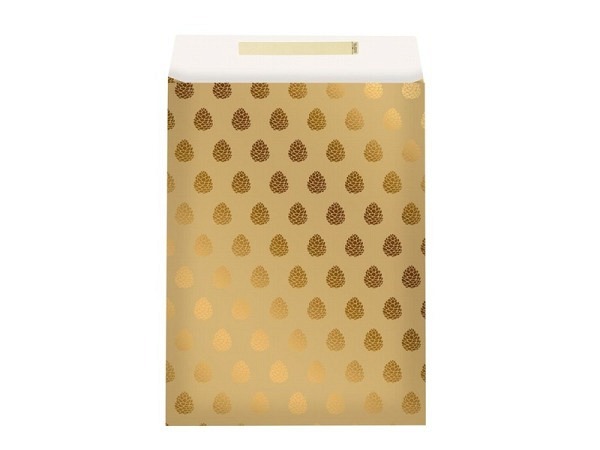 Flachbeutel Stewo Tannenzapfen gold 32x6cmx43x6cm