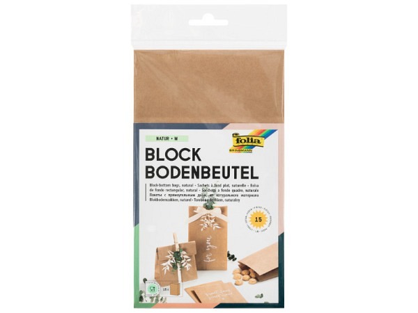 Bodenbeutel Folia aus Kraftpapier braun 12x21cm 15 Stk.