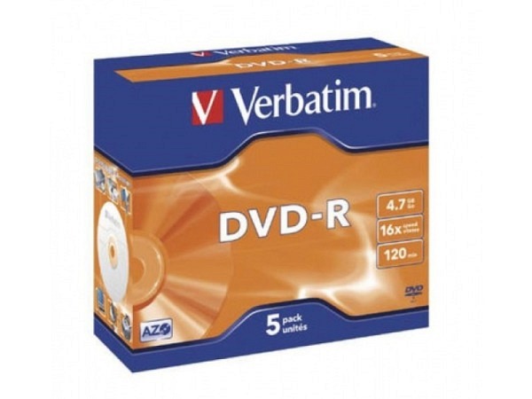 DVD Rohling Verbatim Jewel DVD-R 4,7GB, 5Stk.
