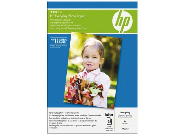 Papier HP Fotopapier Everyday glossy A4 200g, für InkJet, Q5451A, 25 Blatt Ersatz für 841397 (C6984A)