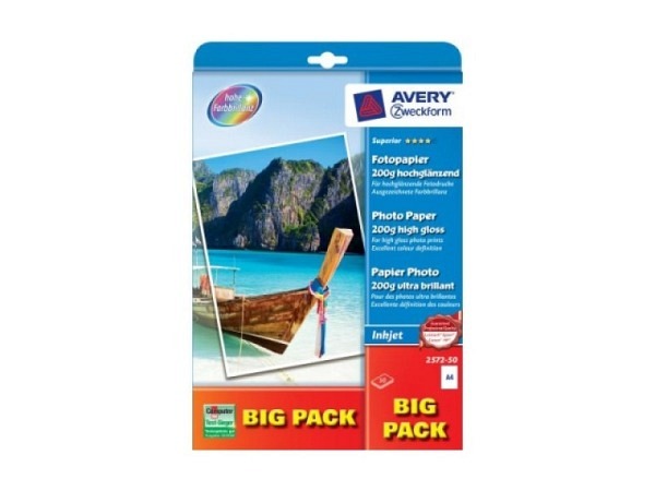 Papier Zweckform Inkjet A4 200g/qm glossy 50Blatt 2572-50