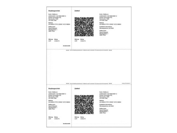 Einzahlungsscheine Dataform Premium für QR-Rechnung
