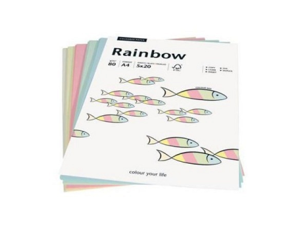 Papier Rainbow A4 80g pastell mix, 100 Blatt, Originalnummer 88043187