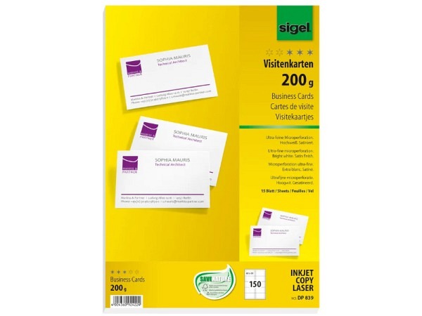 Visitenkarten Sigel perforiert 55x85mm 200g/qm