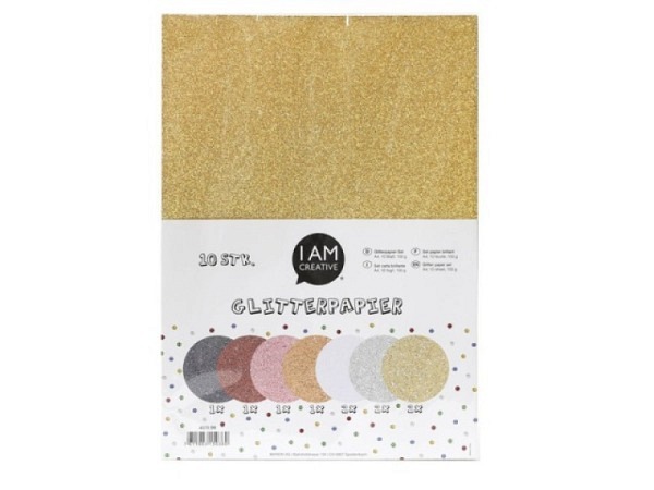 Papier I am creative Glitterpapier A4 200g/qm 10 Bogen