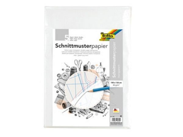 Papier Folia Schnittmuster 1x1,5m, 40g/qm, gefalzt chlor und säurefrei, Packung à 5tück