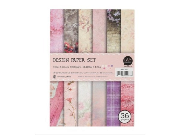 Designpapier I am creative Paper pad blumig A6