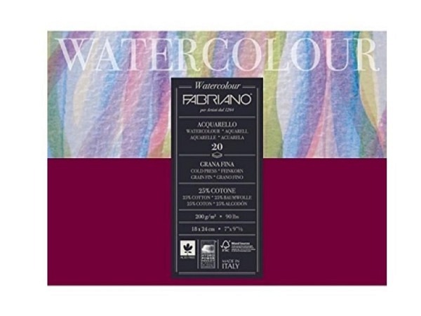 Aquarellblock Fabriano Watercolour Aquarello rundum geleimt 24x32cm