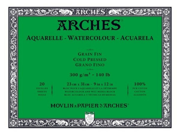 Aquarellblock Arches rundum geleimt 300g/qm 23x31cm Feinkorn