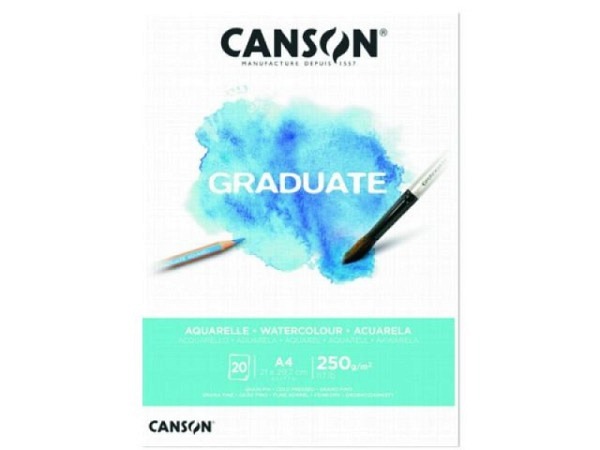 Aquarellblock Canson Graduate Feinkorn 250g/qm 20Blatt A3 