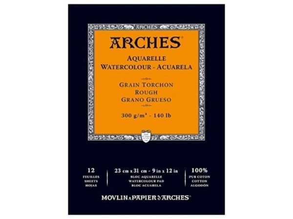 Aquarellblock Arches Schmalseite geleimt 300g/qm 23x31cm rauh Grain Torchon