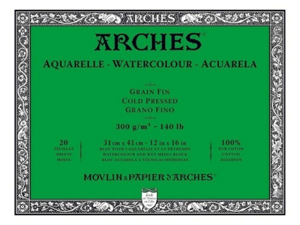 Aquarellblock Arches rundum geleimt 300g/qm 31x41cm Feinkorn