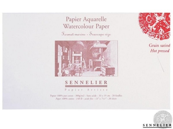 Aquarellblock Sennelier 300g/qm 24,5x10,5cm Satiniert 20Bl.