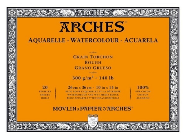 Aquarellblock Arches rundum geleimt 300g/qm 23x31cm rauh Grain Torchon